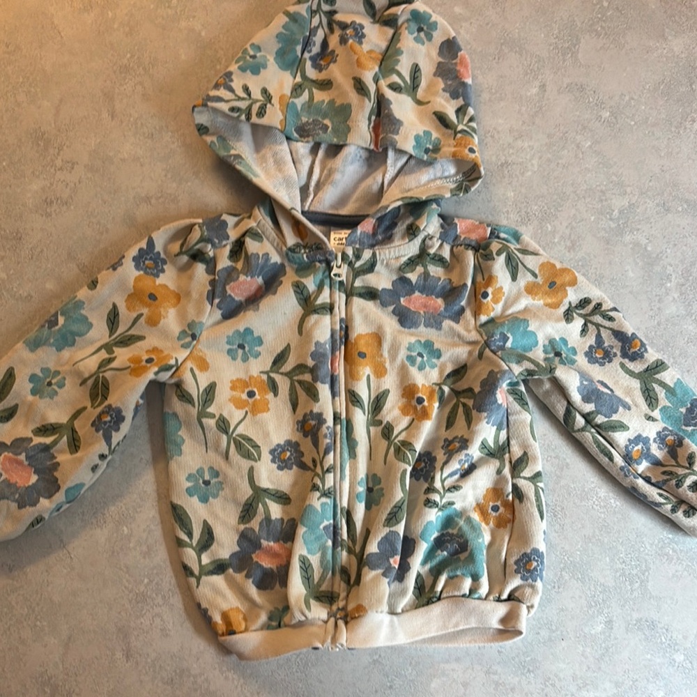 Carter's Floral Zip-Up Hoodie - Blue, Yellow, Pink